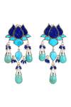 Buy_Anuka Jewels_Silver Plated Lace, Stones Turquoise Drop Lotus Earrings _at_Aza_Fashions