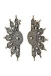 Shop_Anuka Jewels_Silver Plated Floral Cut-out Carved Earrings _at_Aza_Fashions