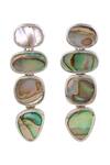 Shop_Anuka Jewels_Silver Plated Stones Abalone Embellished Geometric Earrings _at_Aza_Fashions