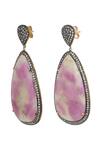 Shop_Anuka Jewels_Pink Stones, Zari Sapphire Drop Earrings _at_Aza_Fashions
