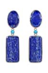 Buy_Anuka Jewels_Silver Plated Turquoise Lapis Embellished Geometric Earrings _at_Aza_Fashions