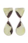 Shop_Anuka Jewels_Silver Plated Stones Prehnite Embellished Drop Earrings _at_Aza_Fashions