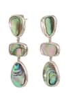 Buy_Anuka Jewels_Silver Plated Crystals Geometric Abalone Embellished Earrings _at_Aza_Fashions