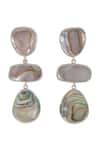 Shop_Anuka Jewels_Silver Plated Crystals Geometric Abalone Embellished Earrings _at_Aza_Fashions