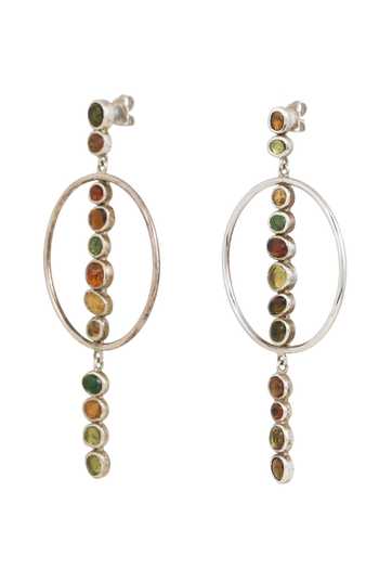 Shop_Anuka Jewels_Multi Color Tourmaline Embellished Hoop Dangler Earrings _at_Aza_Fashions