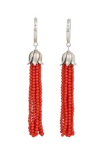 Shop_Anuka Jewels_Silver Plated Beads Bloom Bud Coral Danglers _at_Aza_Fashions