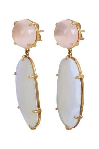 Shop_Anuka Jewels_Pink Rhinestones, Stones Sylvan Embellished Drop Earrings _at_Aza_Fashions