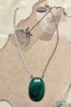 Buy_Anuka Jewels_Silver Plated Malachite Stone Embellished Pendant Necklace _at_Aza_Fashions