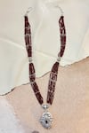 Buy_Anuka Jewels_Silver Plated Garnet Stone Embellished Pendant Necklace _at_Aza_Fashions