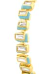 ISHARYA_Blue Enamel Stone Cuff Bracelet _Online_at_Aza_Fashions