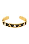 Shop_ISHARYA_Black Enamel Lucky Charms Heart Stone Cuff Bracelet _at_Aza_Fashions