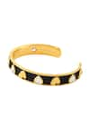 ISHARYA_Black Enamel Lucky Charms Heart Stone Cuff Bracelet _Online_at_Aza_Fashions