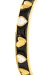 Buy_ISHARYA_Black Enamel Lucky Charms Heart Stone Cuff Bracelet _Online_at_Aza_Fashions