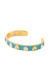 Shop_ISHARYA_Blue Enamel Lucky Charms Heart Cuff Bracelet _at_Aza_Fashions