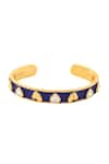 Buy_ISHARYA_Blue Enamel Lucky Charms Heart Cuff Bracelet _at_Aza_Fashions