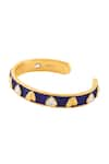 Shop_ISHARYA_Blue Enamel Lucky Charms Heart Cuff Bracelet _at_Aza_Fashions