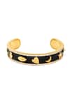 Shop_ISHARYA_Black Enamel Lucky Charms Cuff Bracelet _at_Aza_Fashions