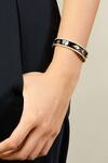 ISHARYA_Black Enamel Lucky Charms Cuff Bracelet _Online_at_Aza_Fashions