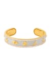 Shop_ISHARYA_Grey Enamel Lucky Charms Embellished Cuff Bracelet _at_Aza_Fashions