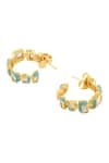 Shop_ISHARYA_Green Cubic Zirconia Embellished Hoops _at_Aza_Fashions