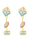 ISHARYA_Multi Color Cubic Zirconia Geometric Carved Drops _Online_at_Aza_Fashions