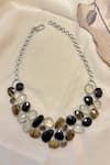 Buy_Anuka Jewels_Silver Plated Black Onyx Gemstone Cluster Necklace _at_Aza_Fashions