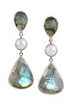 Buy_Anuka Jewels_Silver Plated Labradorite Stone Cosmic Dew Drop Earrings _at_Aza_Fashions