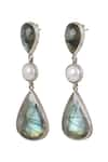 Shop_Anuka Jewels_Silver Plated Labradorite Stone Cosmic Dew Drop Earrings _at_Aza_Fashions