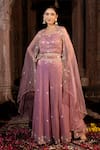 Buy_Farha Syed_Pink Blouse And Sharara Chanderi Silk Tissue Embroidery Cutdana Border Set _at_Aza_Fashions