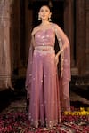 Shop_Farha Syed_Pink Blouse And Sharara Chanderi Silk Tissue Embroidery Cutdana Border Set _at_Aza_Fashions