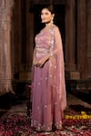 Buy_Farha Syed_Pink Blouse And Sharara Chanderi Silk Tissue Embroidery Cutdana Border Set _Online_at_Aza_Fashions