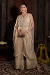 Buy_Farha Syed_Ivory Pant And Bustier Chanderi Silk Tissue Embroidery Geometric Kaftan & Set _at_Aza_Fashions