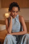 Buy_Label Deepika Nagpal_Sky Blue French Mesh Embroidered Cutwork Alena Floral Top With Scalloped Skirt 