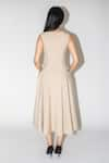 Leh Studios_Beige 100% Viscose Plain Scoop Panel Dress _Online_at_Aza_Fashions