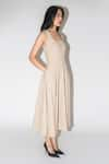 Buy_Leh Studios_Beige 100% Viscose Plain Scoop Panel Dress _Online_at_Aza_Fashions