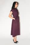 Buy_Leh Studios_Wine 100% Cotton Twisted Draped Dress _Online_at_Aza_Fashions