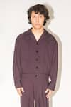 Shop_Leh Studios_Purple 100% Viscose Otis Lapel Collar Jacket _at_Aza_Fashions