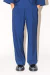 Buy_Leh Studios_Blue 100% Viscose Toby Pleated Pant _Online_at_Aza_Fashions