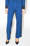 Leh Studios_Blue 100% Viscose Colorblock Broke Fence Pant _Online_at_Aza_Fashions