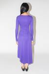 Shop_Leh Studios_Purple 100% Cotton Solid Round Iris Draped Asymmetric Dress _at_Aza_Fashions