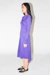 Buy_Leh Studios_Purple 100% Cotton Solid Round Iris Draped Asymmetric Dress _Online_at_Aza_Fashions