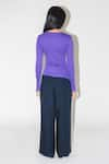 Shop_Leh Studios_Purple 100% Viscose Solid Round Iris Draped Asymmetric Top _at_Aza_Fashions