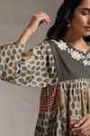 Buy_Raiman_Brown Cotton Printed Thread Round Rose Garden Tunic With Pant _Online_at_Aza_Fashions