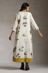 Shop_Raiman_Off White Cotton Printed Floral Round Botanical Folklore Midi Dress _at_Aza_Fashions