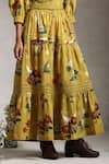 Raiman_Yellow Cotton Printed Flora And Fauna Square Celeste Maxi Dress _Online_at_Aza_Fashions