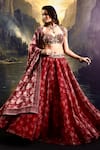 Buy_Rashika Sharma_Maroon Lehenga Organza Printed Floral Sweetheart Embroidered Set _at_Aza_Fashions