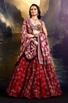 Rashika Sharma_Maroon Lehenga Organza Printed Floral Sweetheart Embroidered Set _Online_at_Aza_Fashions