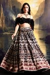 Buy_Rashika Sharma_Black Lehenga Suede Printed Thread Sweetheart Pleated With Blouse _at_Aza_Fashions