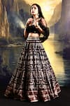 Buy_Rashika Sharma_Black Lehenga Suede Printed Thread Sweetheart Pleated With Blouse _Online_at_Aza_Fashions