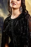 Rashika Sharma_Black Kurta Georgette Embroidered Mirror Round Cape Sleeve And Flared Pant _at_Aza_Fashions